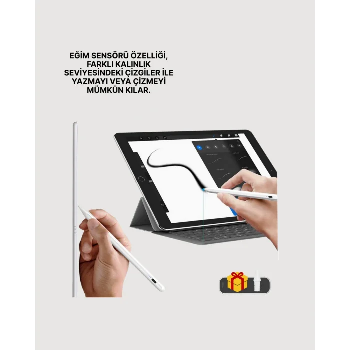 Yüksek Hassasiyetli Eğim Sensörlü Dijital Kalem – USB-C Hızlı Şarjlı Yeni Nesil