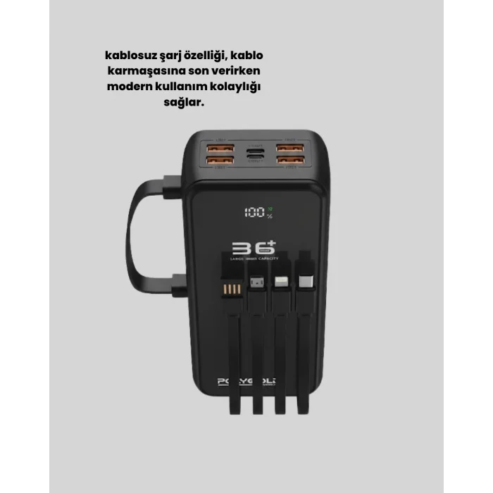 Yüksek Kapasiteli Powerbank Hızlı Şarj ve Kablosuz Destekli