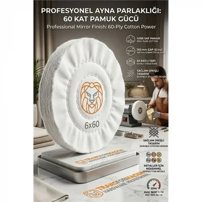 Yumuşak aj Keçesi 6x60 60 Katlı 150mm - Pamuk Bez Disk Ayna Parlaklığı Metal Parlatma Keçesi 723109
