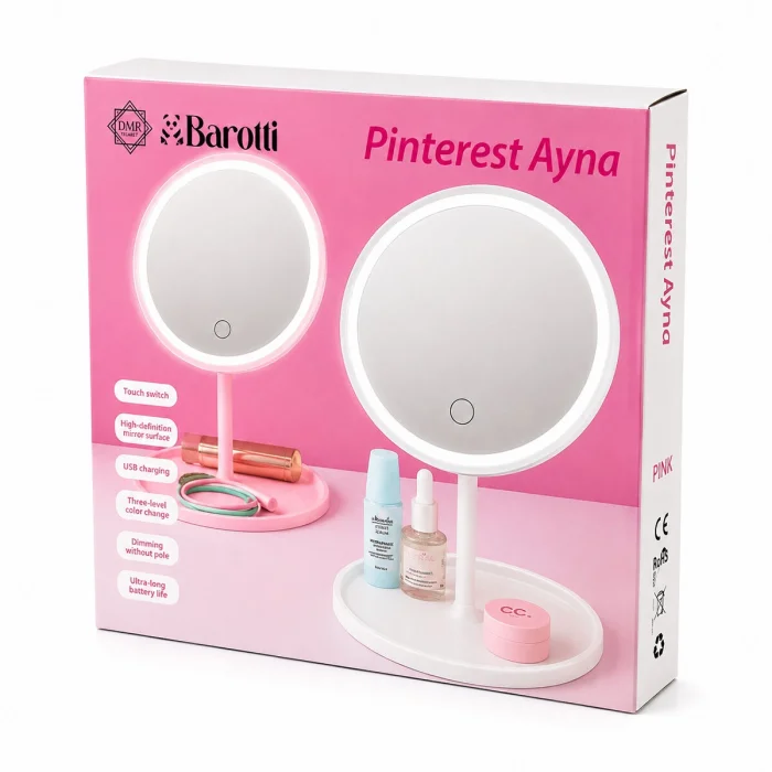 YUVARLAK  3 KADEME DOKUNMATİK LED MAKYAJ AYNASI BEYAZ-SARI-GÜNIŞIĞI (5047)