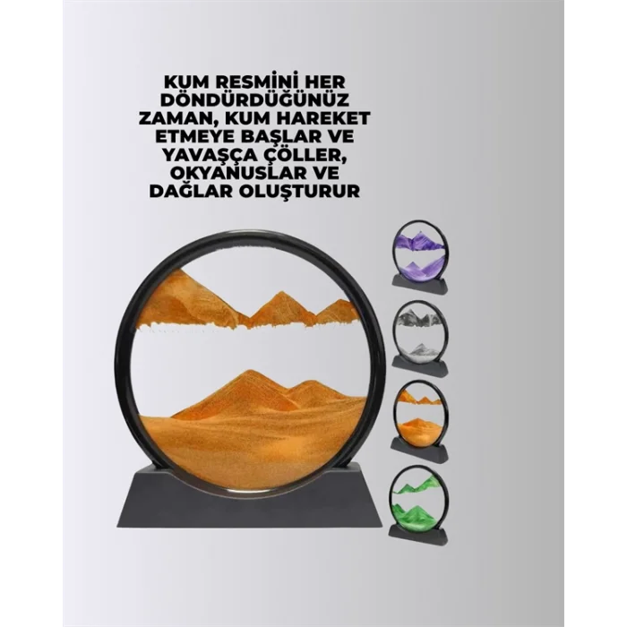 Zihin Açıcı Kum Manzarası – 3D Dinamik Kum Tablosu, Dekoratif, Dönüştükçe Yenilenen Sakinleştirici Sanat Eseri