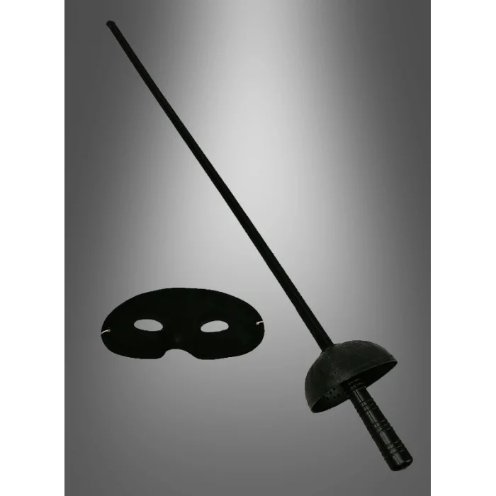 Zorro Kostüm Plastik Aksesuar Seti – Maske ve Kılıç (67 cm) (5047)