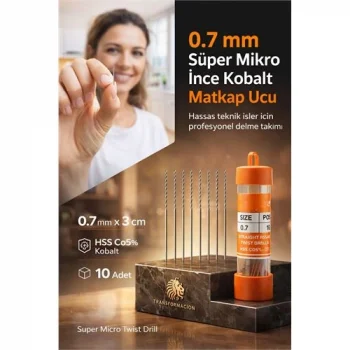 0.7mm Süper Mikro İnce HSS Kobalt Mikro Matkap Ucu Seti (10lu) 723193