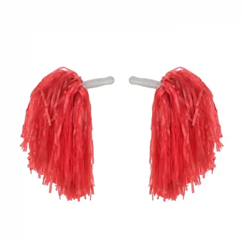 1 Çift ( 2 Adet ) Kırmızı Renk 23 Nisan Gösteri Ponponu (5047)