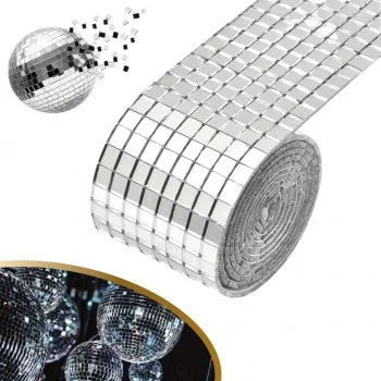 1 Metre Uzunluğunda Gümüş Renk Aynalı Mozaik Taşlı Dekor Bandı 4 cm x 1 mt (5047)