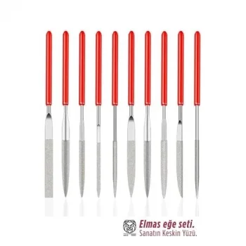 10lu Profesyonel Elmas Eğe Seti | Hassas Metal Ahşap Cam İşleme Törpüsü 722921