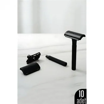 10lu Şık Siyah Plastik Tıraş Aleti – Manuel Tıraş Bıçağı  , Ergonomik Saplı