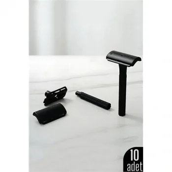 10lu Şık Siyah Plastik Tıraş Aleti – Manuel Tıraş Bıçağı  , Ergonomik Saplı