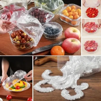 100 Adet Tazeliği Koruyan Tencere ve Tabak Bonesi  Çok Amaçlı Kullan At Tabak Bonesi (5047)