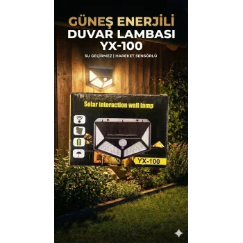 100 Led DIŞ Mekan Solar Aydınlatma Fotoselli Solar Lamba Hareket Sensörlü