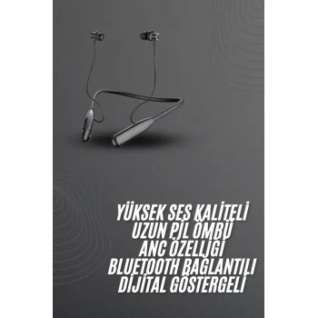 100 Saat Bluetooth Kulaklık Dijital Göstergeli ANC Özelliği Kablolu