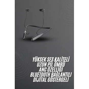 100 Saat Bluetooth Kulaklık Dijital Göstergeli ANC Özelliği Kablolu