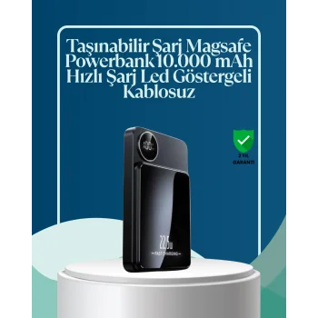 10000mAh Kapasiteli Manyetik USB-C ve Kablosuz Powerbank W09