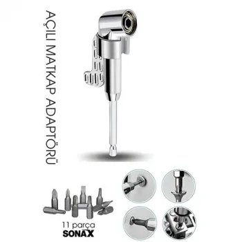105° Açılı Matkap Adaptörü Seti – 1/4” Hex Şaftlı, 11 Parça Çok Fonksiyonlu Vidalama Uçları 722452