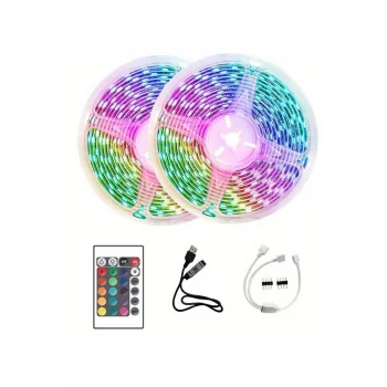 10M Şerit Led İç Mekan Renkli Rgb Şerit Led Kumandalı