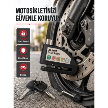 110 dB Alarmlı Disk Fren Kilidi Su Geçirmez Çelik Gövde Motosiklet Güvenlik