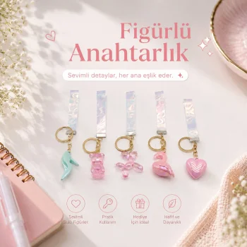 12 ADET FİGÜRLÜ ANAHTARLIK MİX = DESEN - RENK (5047)