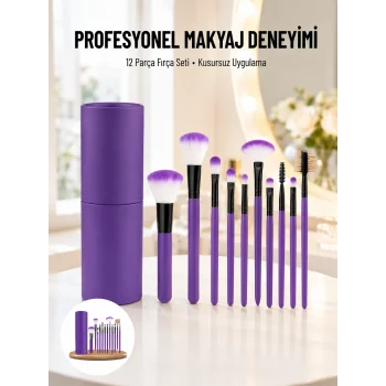 12 Parça Makyaj Fırçası Yumuşak Kıllı Profesyonel Fırça Seti Yüksek Kaliteli Pürüzsüz