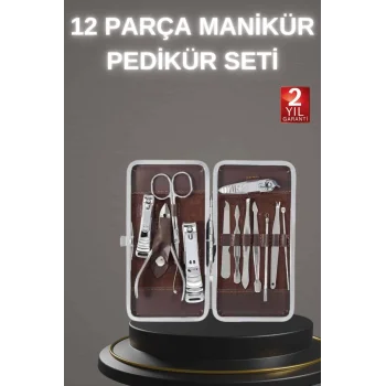 12 Parça Paslanmaz Çelik Kompakt ve Taşınabilir Manikür Makası Tırnak Makası