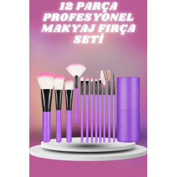 12 Parça Profesyonel Makyaj Seti Yumuşak Kıllı Yüz ve Göz Makyajına Uygun