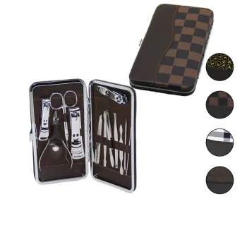 12 PCS - GÜMÜŞ MANİKÜR - PEDİKÜR SETİ RENKLİ DESENLİ - CÜZDAN MODELİ ÇANTALI (5047)