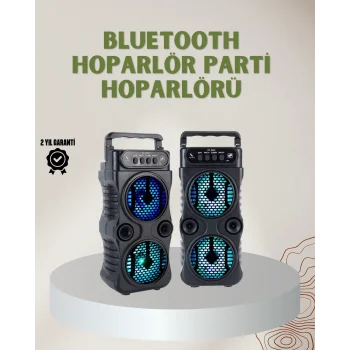 1200 mAh Şarjlı LED Işıklı Bluetooth Hoparlör – FM Radyolu, Hafıza Kart Destekli