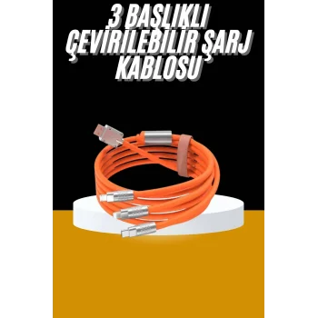 120W 3 İn 1 Uyumlu Silikon Şarj Kablosu Hızlı Şarj Kablosu