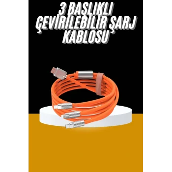 120W 3 İn 1 Uyumlu Silikon Şarj Kablosu Hızlı Şarj Kablosu