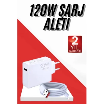 120W Şarj Aleti Hızlı Çift Turbo Şarj Aleti Seti Beyaz