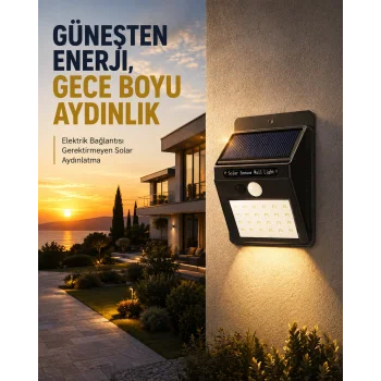 144 LEDli Geniş Aydınlatma Alanına Sahip Güneş Enerjili Güvenlik Lambası