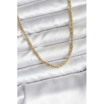 14K Gold Renk Kaplama Boru Zincir Model CM Kadın Kolye