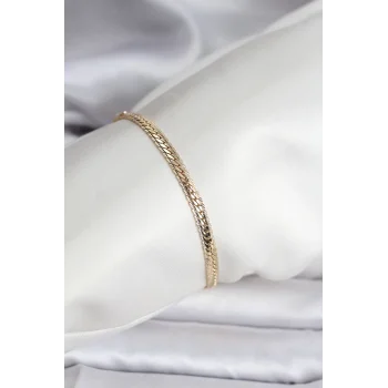 14K Gold Renk Kaplama Lazer Ezme Zincir Model CM Kadın Bileklik