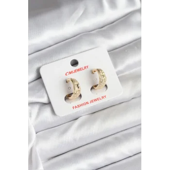 14K Gold Renk Kaplama Lazer Halka CM Kadın Küpe