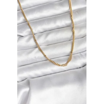 14K Gold Renk Kaplama Topçuk Zincirli Model CM Kadın Kolye