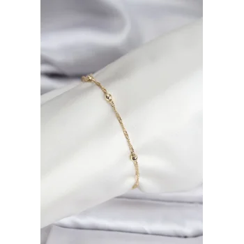 14K Gold Renk Kaplama Topçuklu Model CM Kadın Bileklik