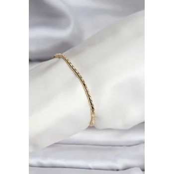 14K Gold Renk Kaplama Zincirli Model CM Kadın Bileklik