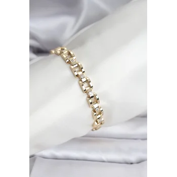 14K Gold Renk Kaplama Zirkon Taşlı CM Kadın Bileklik