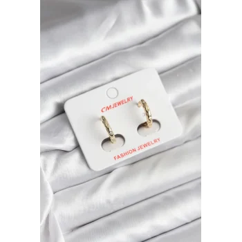 14K Gold Renk Kaplama Zirkon Taşlı Halka Model CM Kadın Küpe