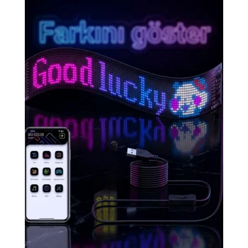 16x96 RGB LED Matrix Panel 60 cm Esnek Yapı Uygulama Kontrollü Kayan Yazı Ekranı