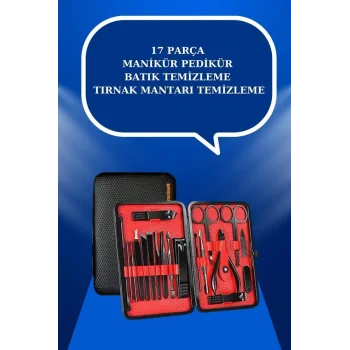 17 Parça El Ayak Bakım Seti Tırnak Temizleme Manikür Pedikür Cımbız Törpü Tırnak Makası