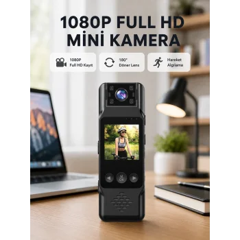 180 Derece Dönebilen Mini Kamera Full HD TFT Ekran Hareket Sensörlü (Kopya)