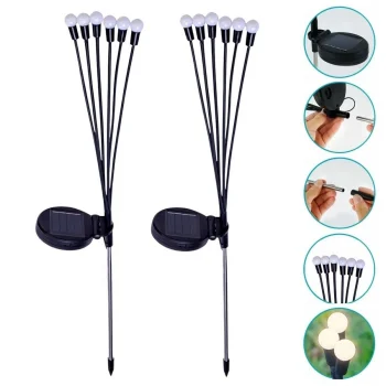 2 Adet Güneş Enerjili Plastik Bahçe Lambası – LED Dış Mekan Top Aydınlatma, Otomatik Açılıp Kapanan Solar Işık (5047)