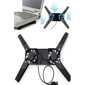 2 Fanlı Notebook Soğutucu Portatif Katlanabilir Laptop Soğutucu Fan Usbli Stand Bilgisayar Fanı