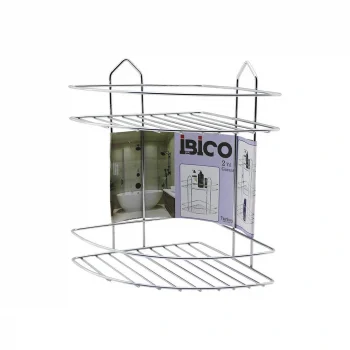 2 KATLI - ÜÇGEN   KROM   METAL  BANYO KÖŞELİK - DUŞKABİN RAF (5047)