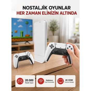 2 Kollu Kablosuz 4K TV Uyumlu Klasik Oyun Konsolu