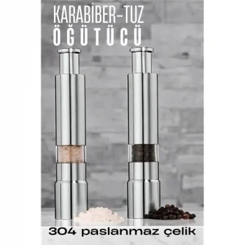 2li Karabiber Tuz Öğütücü Profesyonel 304 Paslanmaz Çelik Manuel Baharat Değirmeni 720252