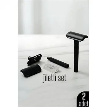2li Şık Siyah Plastik Tıraş Aleti – Manuel Tıraş Bıçağı  , Jiletli Ergonomik Saplı