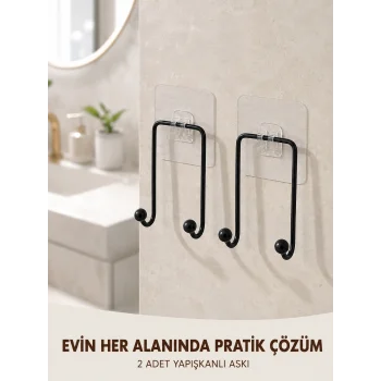 2li Yapışkanlı Duvar Askısı Mutfak Banyo ve Ev İçin Askılık