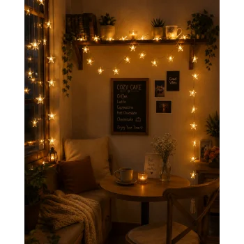 20 LED Yıldız Işık Zinciri Günışığı Beyaz Dekoratif Süs Lambası