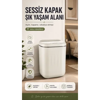 20 Litre Hacim Sensörlü Çöp Kutusu Hareket Algılayan Antibakteriyel